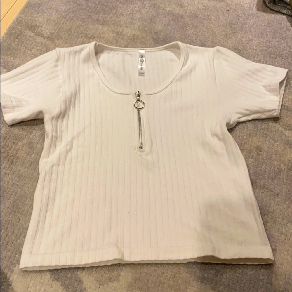 White Ribbed Crop Top